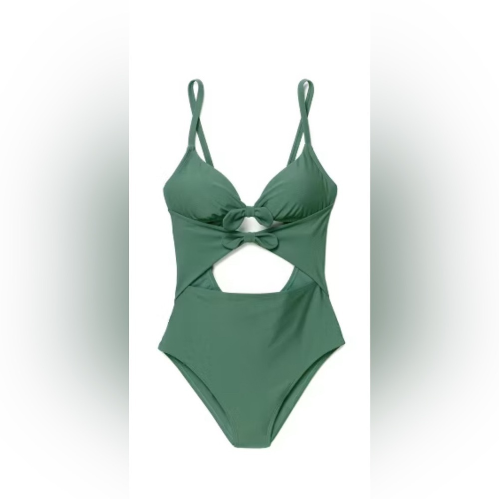 ADORE ME swim Morgan Contour one-piece swimsuit ivy green bow NWT sz XL